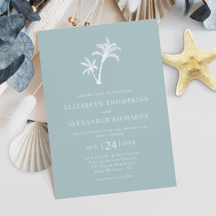 Invitation Palmier tropical Verre de mer Mariage minimal de p