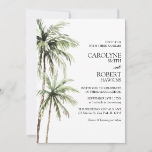 Invitation Palmiers Aquarelle Tropicale Tout en un Mariage