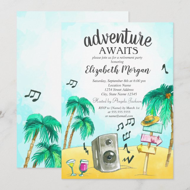 Invitation Palmiers Beach Party (Devant / Derrière)