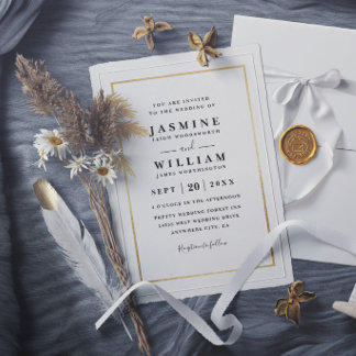 Invitation Palmiers Classiques Arbres Dorés Élégants Mariage