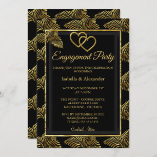 Invitation Palmiers de la partie d'engagement de coeur romant