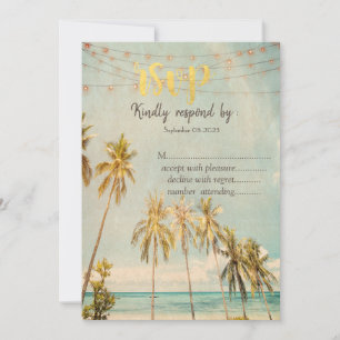Invitation Palmiers de plage Retro RSVP