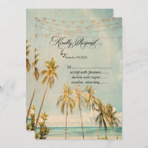 Invitation Palmiers de plage Retro RSVP