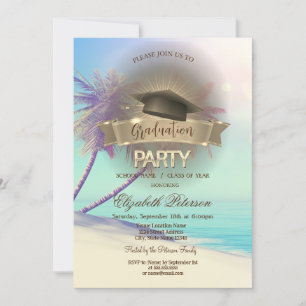 Invitation Palmiers de Plage Tropicaux Diplômés