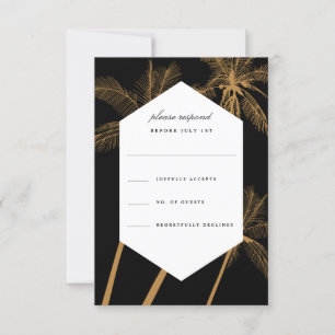 Invitation Palmiers d'or mariage sophistiqué rsvp