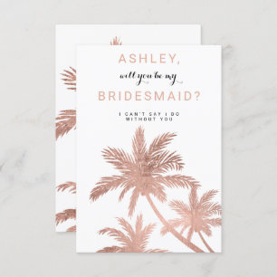 Invitation Palmiers d'or rose modernes tropicaux Bridesmaid