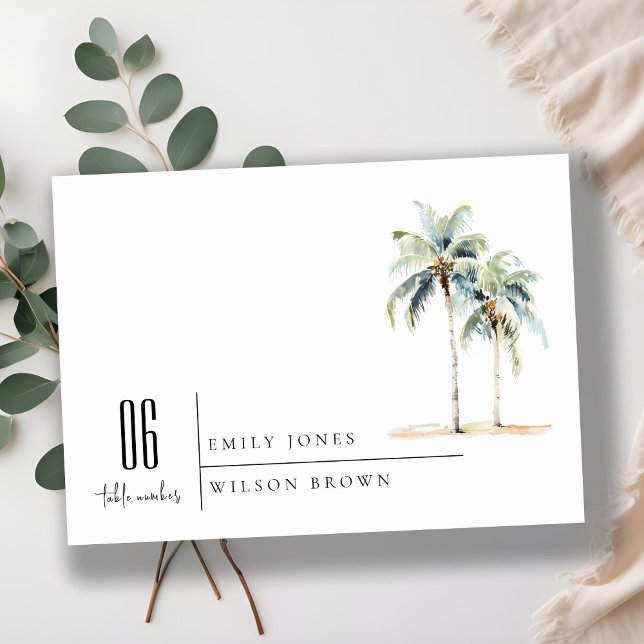 Invitation Palmiers minimaux Aquarelle Mariage tropical (Créateur téléchargé)