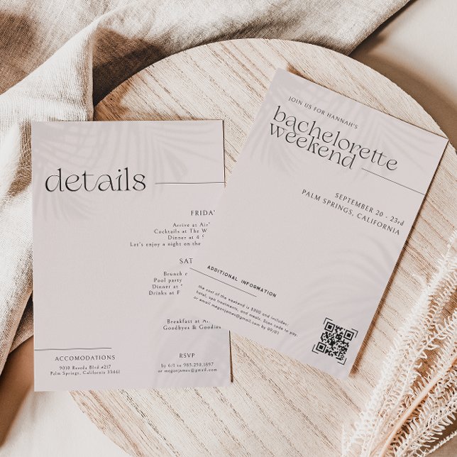 Invitation Palmiers minimaux modernes | Fin de semaine de bac (Créateur téléchargé)