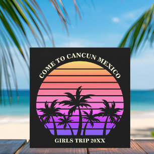 Invitation Palmiers noirs roses Vacances Plage tropicale