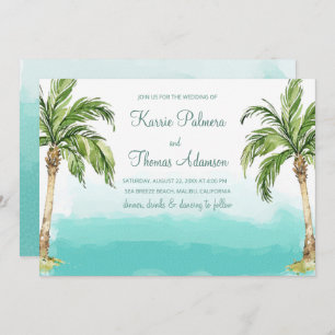 Invitation Palmiers océaniques   Mariage Watercolor Beach
