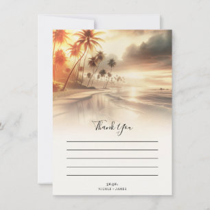 Invitation Palmiers & Orange Sunset Beach Merci de mariage