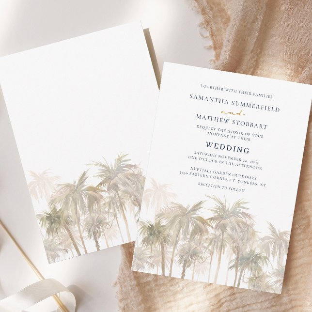 Invitation Palmiers Plage tropicale Mariage (Palm Trees Tropical Beach Wedding Invitation)