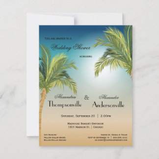 Invitation Palmiers Romantiques Sur La Plage Au Coucher Du So