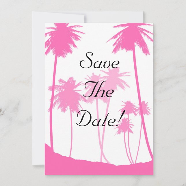 Invitation Palmiers Roses Chaud Mariage Tropical Enregistrer  (Devant)