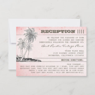 Invitation palmiers roses réception de mariage tropicale sur