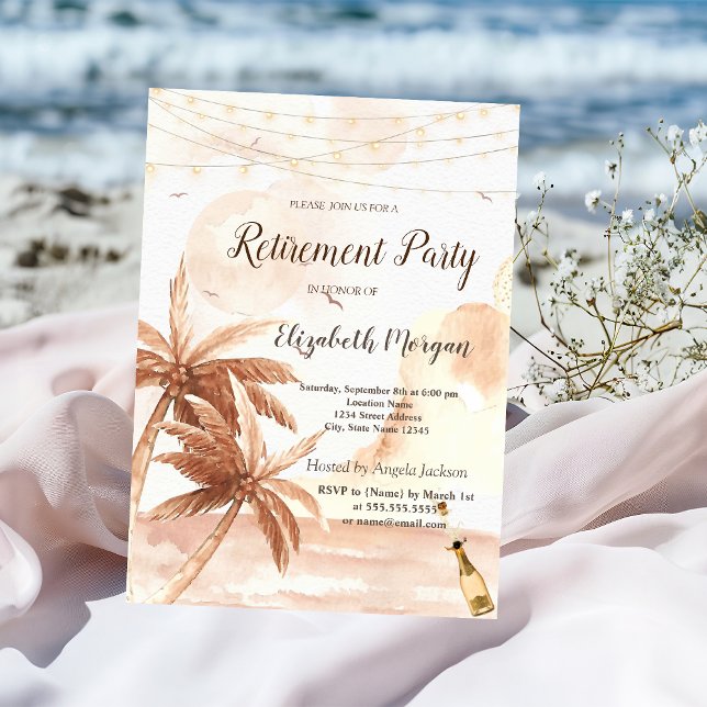 Invitation Palmiers rustiques, Ballons, Parti de retrait du v (Créateur téléchargé)