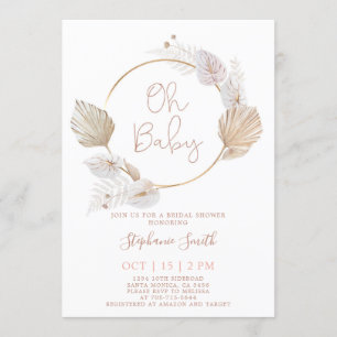 Invitation Palmiers séchés Anthurium Baby shower girl