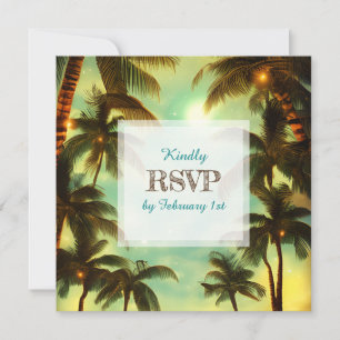 Invitation Palmiers tropicaux au Mariage du coucher du soleil