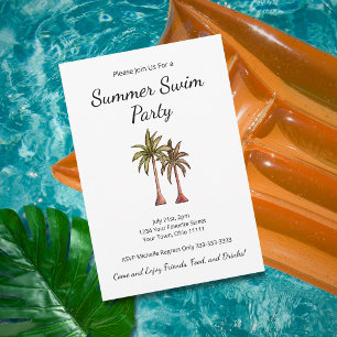 Invitation Palmiers tropicaux Fête de baignade d'été