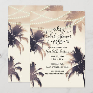 Invitation Palmiers tropicaux & Fête des mariées de crème