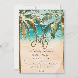 Invitation Palmiers tropicaux fête du 50e anniversaire