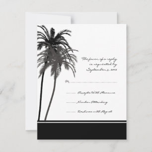 Invitation Palmiers tropicaux noirs et blancs RSVP