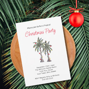 Invitation Palmiers tropicaux Plage Fête de Noël