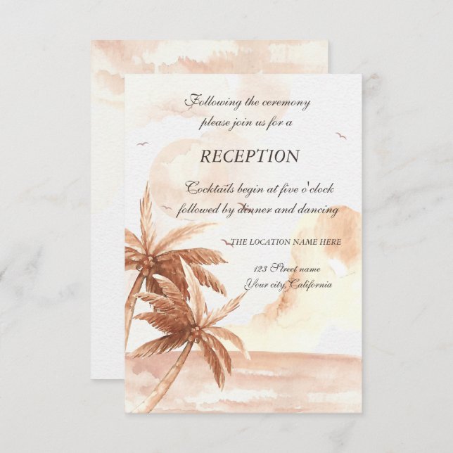 Invitation Palmiers Tropicaux Rustiques Réception de mariage (Devant / Derrière)