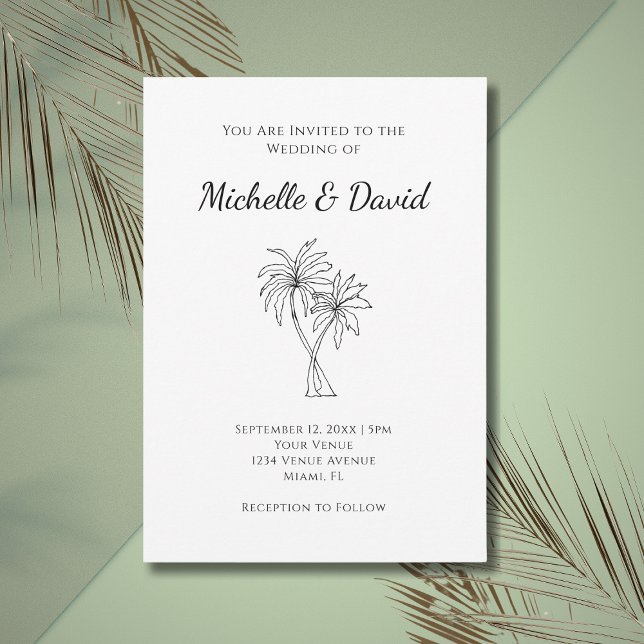 Invitation Palmiers tropicaux Simple Mariage moderne (Créateur téléchargé)