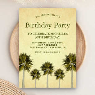 Invitation Palmiers tropicaux vintages fête d'anniversaire