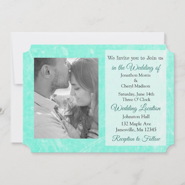 Invitation Palmiers turquoises Mariage Photo Tropical Invite (Devant)