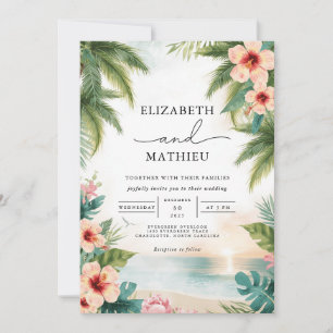 Invitation Palmiers vibrants Mariage d'arche en fleur de cora