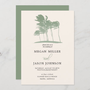 Invitation Palmiers Windy, Sage Green Destination Mariage