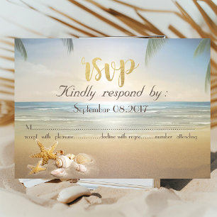Invitation Palms Sunset Beach  Coquillages RSVP