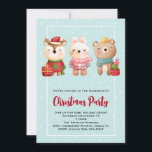 Invitation Pals de Noël - Reindeer Bear & Rabin Party<br><div class="desc">Invitation à la fête de Noël avec une mignonne illustration représentant un lapin,  un ours et un cerf vêtus d'un vêtement festif. Adorable et capricieux.</div>