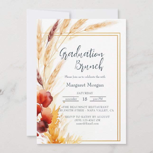Invitation Pampas Autumn Beige Bridal Brunch (Devant)