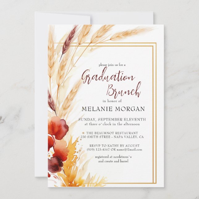 Invitation Pampas Autumn Beige Fête des mariées (Devant)