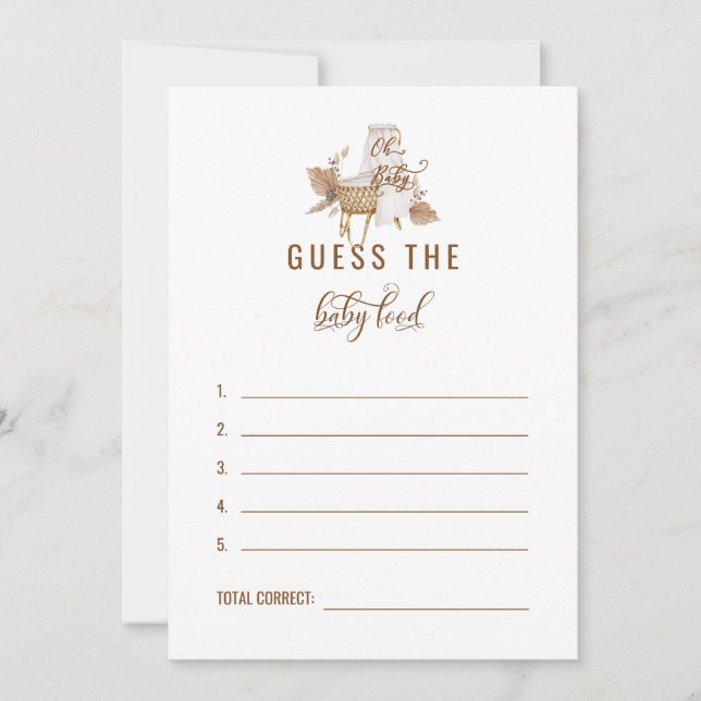 Invitation Pampas Baby shower Guess the Baby Food Réponse II  (Devant)