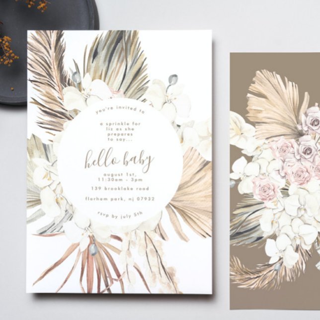 Invitation Pampas Boho Beach Hello Baby shower (Créateur téléchargé)