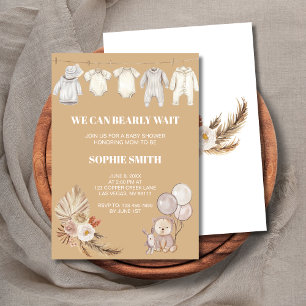 Invitation Pampas Boho Nous Pouvons Bearly Wait Baby shower