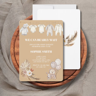 Invitation Pampas Boho Nous Pouvons Bearly Wait Baby shower