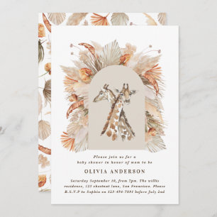 Invitation Pampas botanique herbe girafe moderne safari chic 