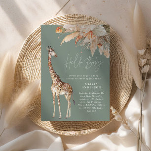 Invitation Pampas botanique herbe girafe safari sauge vert