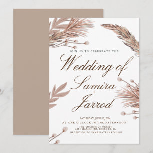 Invitation Pampas botaniques dessinés à la main pour mariage