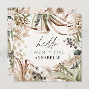 Invitation Pampas d'anniversaire herbe eucalyptus moderne sau