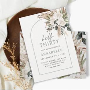 Invitation Pampas d'anniversaire herbe eucalyptus moderne sau