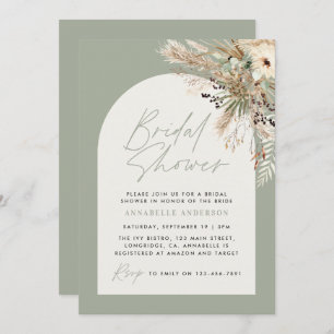 Invitation Pampas douche nuptiale eucalyptus moderne sauge ve