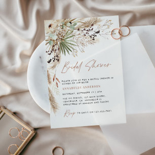 Invitation Pampas douche nuptiale herbe moderne boho élégant