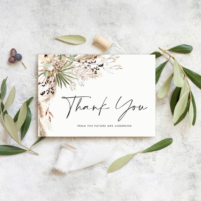 Invitation Pampas douche nuptiale herbe moderne boho élégant (Créateur téléchargé)