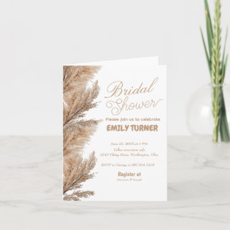 Invitation Pampas douche nuptiale minimaliste